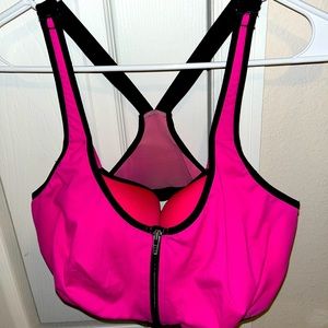 Hot pink Victoria Secret sport zipper front padded sports bra